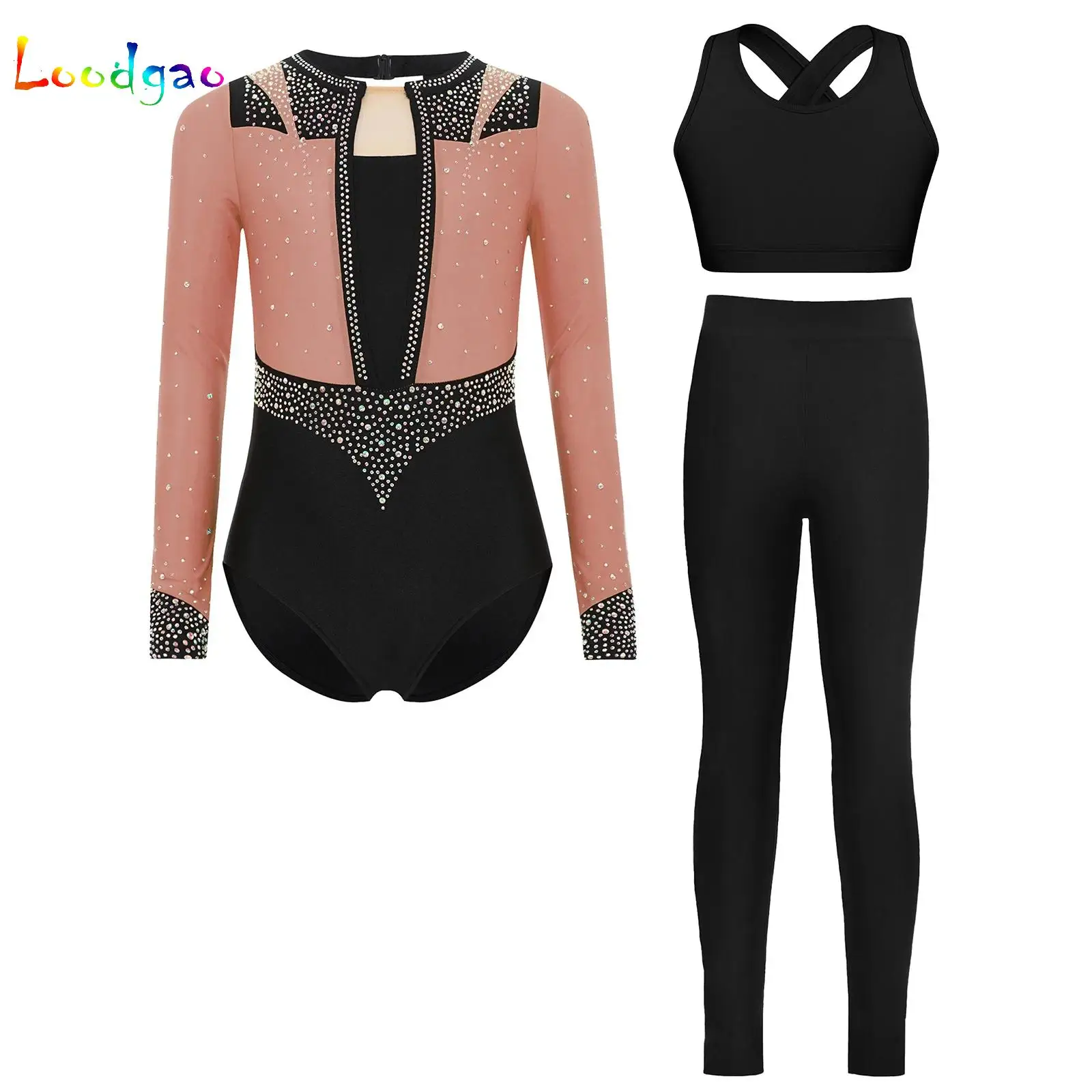 Kids Girls Ballet Gymnastics Dance Sets Figure Skating Sports Outfit Rhinestones Leotard Vest with Leggings Yoga 3-Piece Suit
Kids Girls Ballet Gymnastics Dance Sets Figure Skating Sports Outfit Rhinestones Leotard Vest with Leggings Yoga 3-Piece Suit