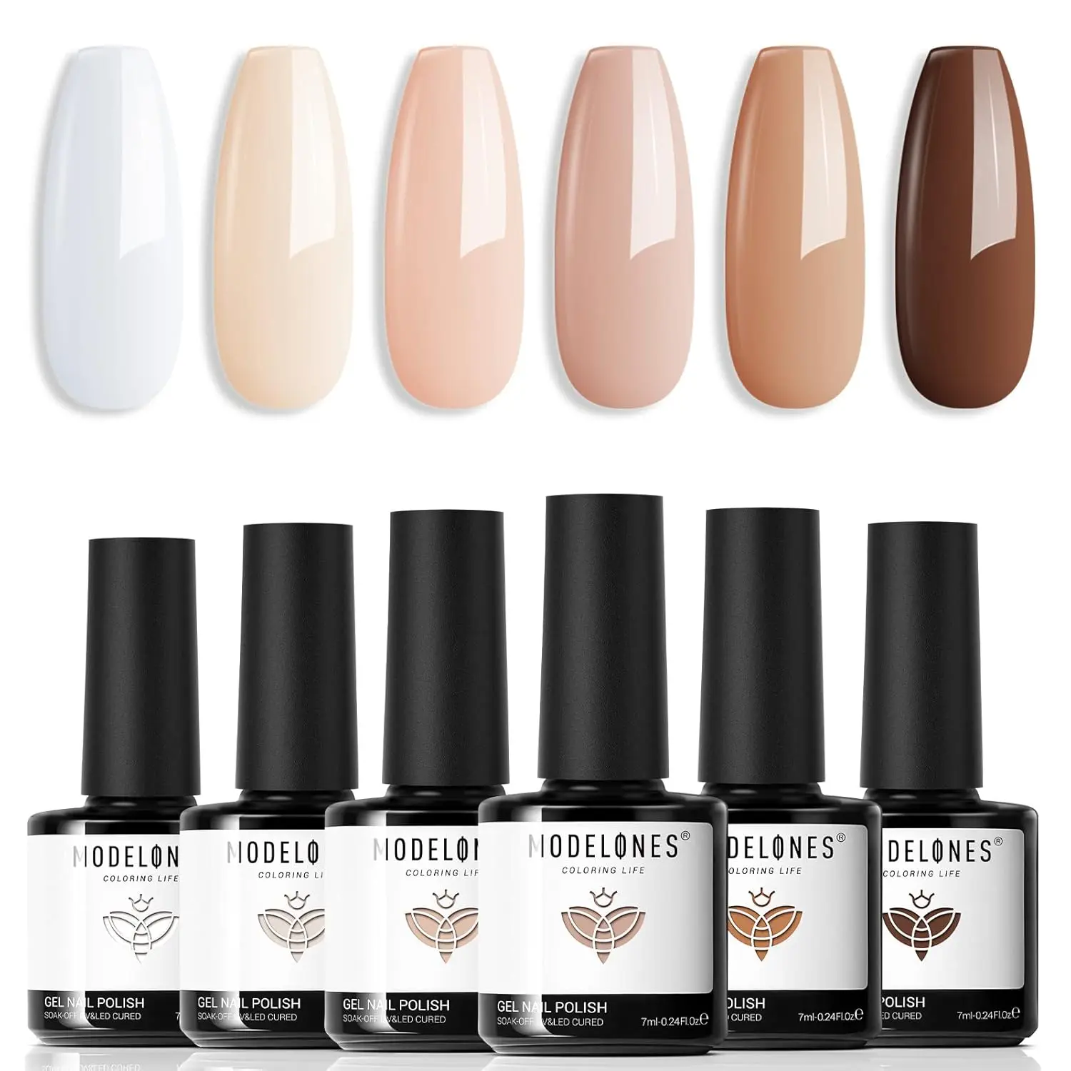modelones Gel Nail Polish Set- 6 Colors White Nude Brown Gel Polish Skin Tone Neutral Beige Tan Taupe Nail Polish Kit
modelones Gel Nail Polish Set- 6 Colors White Nude Brown Gel Polish Skin Tone Neutral Beige Tan Taupe Nail Polish Kit