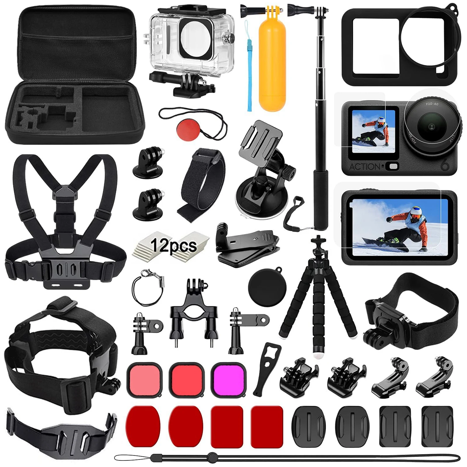 Action Camera Accessories Kit Compatible for Osmo Action 6 Essential Accessories Kit with Waterproof Case Backpack Strap
Action Camera Accessories Kit Compatible for Osmo Action 6 Essential Accessories Kit with Waterproof Case Backpack Strap