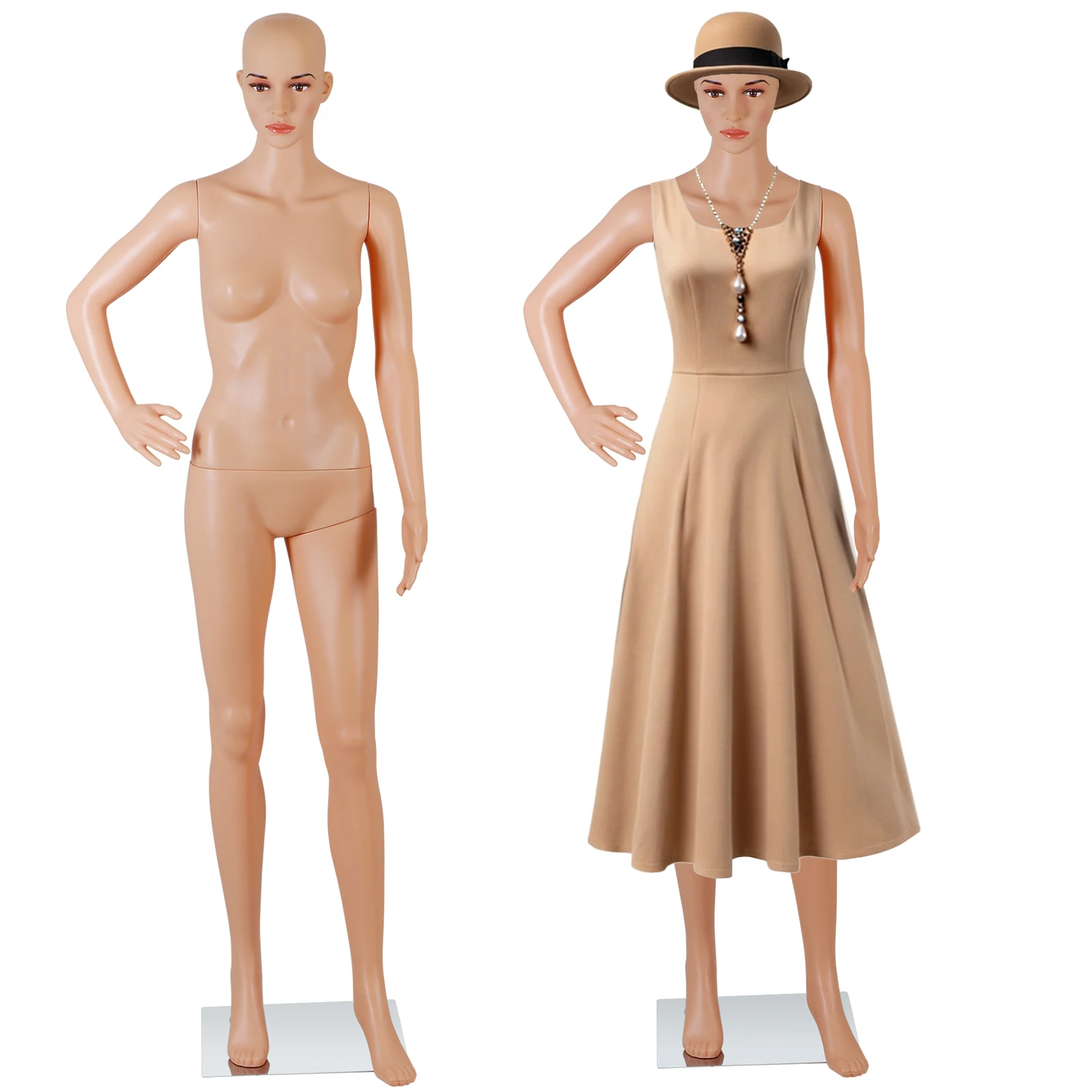 69in Female Full Body Realistic Mannequin Display Head Turns Dress Form w/ Base
69in Female Full Body Realistic Mannequin Display Head Turns Dress Form w/ Base