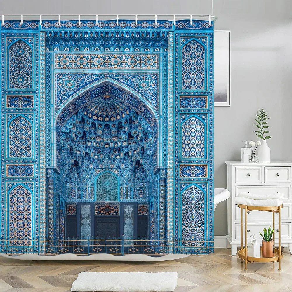 Moroccan Shower Curtain Arched Entrance Blue Turquoise Geometric Floral Classic Art Polyester Washable with Hooks
Moroccan Shower Curtain Arched Entrance Blue Turquoise Geometric Floral Classic Art Polyester Washable with Hooks