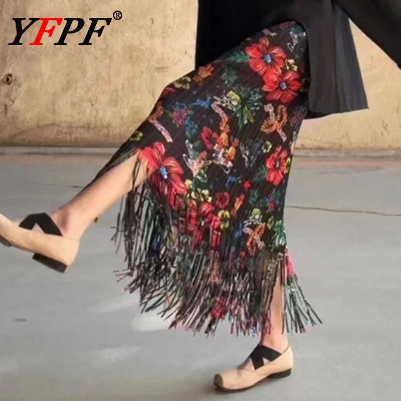 YFPF Летняя плиссированная юбка Miyake с цветочным принтом, женская мода, эластичная высокая талия, контрастный цвет, длинные юбки с кисточками Y2K 2025 3A173
YFPF Летняя плиссированная юбка Miyake с цветочным принтом, женская мода, эластичная высокая талия, контрастный цвет, длинные юбки с кисточками Y2K 2025 3A173