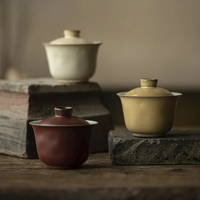 120ml Coarse Pottery Handmade Covered Bowl Japanese Boutique Small Gaiwan Elegant Tea Tureen Tea Maker Drinkware Collection Gift
120ml Coarse Pottery Handmade Covered Bowl Japanese Boutique Small Gaiwan Elegant Tea Tureen Tea Maker Drinkware Collection Gift