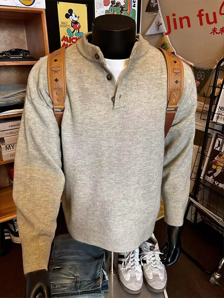 Мужской вязаный свитер American Henry Collar: винтажный, мягкий, свободного кроя, для ношения под одеждой, базовый слой, длинный рукав.
Мужской вязаный свитер American Henry Collar: винтажный, мягкий, свободного кроя, для ношения под одеждой, базовый слой, длинный рукав.