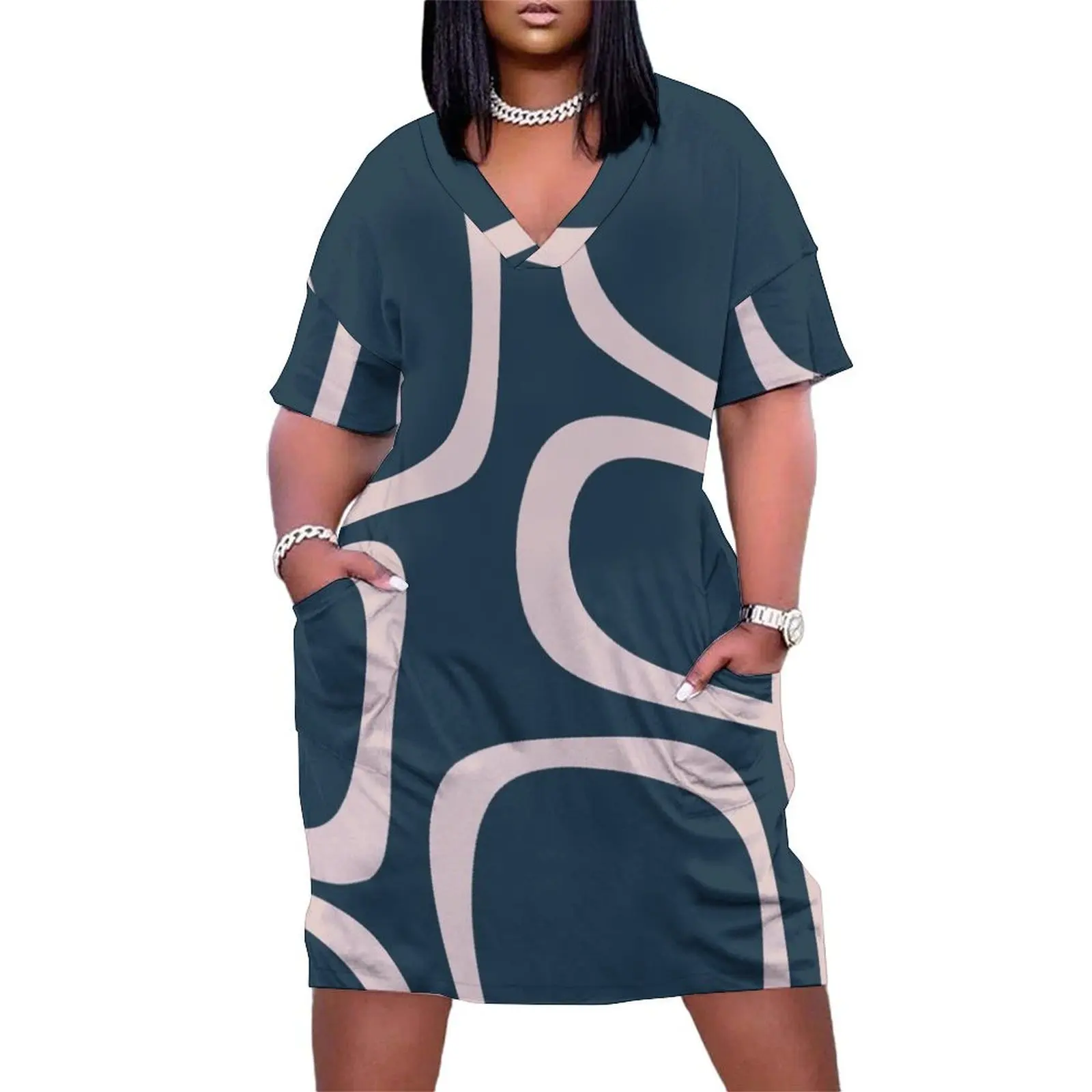Midcentury Modern Loops Retro Pattern in Pink and Navy Blue Loose Pocket Dress Casual dresses summer dress womens 2025
Midcentury Modern Loops Retro Pattern in Pink and Navy Blue Loose Pocket Dress Casual dresses summer dress womens 2025
