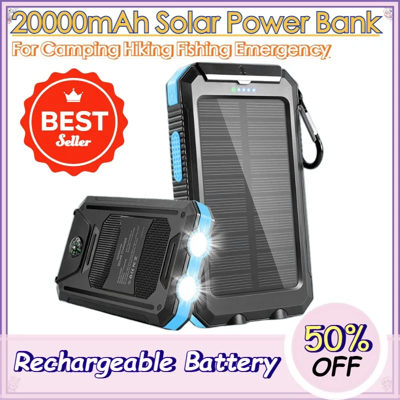 20000mAh Solar Power Bank Large Capacity Portable Outdoor Fast Charging Built-in Li-polymer Battery LDE Light for Iphone Samsung
20000mAh Solar Power Bank Large Capacity Portable Outdoor Fast Charging Built-in Li-polymer Battery LDE Light for Iphone Samsung