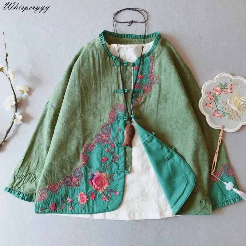 Chinese Style Vintage Cotton and Linen Jacket Women's Spring Chinese Style Embroidery Cardigan Thin Coat Traditional Clothing
Chinese Style Vintage Cotton and Linen Jacket Women's Spring Chinese Style Embroidery Cardigan Thin Coat Traditional Clothing