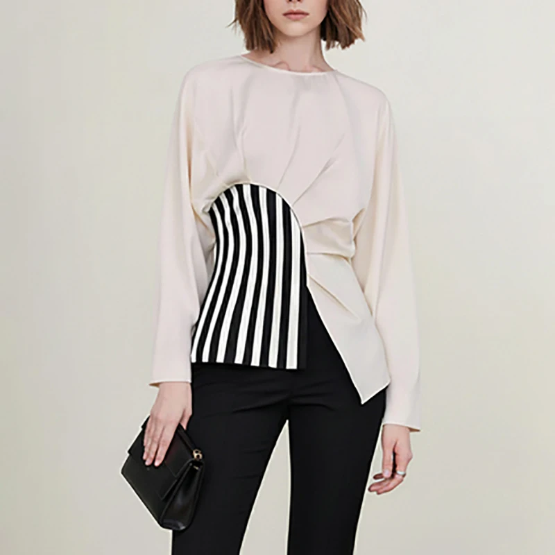 Krisstarsgirls Women's Asymmetric Blouse with Striped Corset Waist 2026 New Slimming Office Top Long Sleeve Formal Workwear
Krisstarsgirls Women's Asymmetric Blouse with Striped Corset Waist 2026 New Slimming Office Top Long Sleeve Formal Workwear