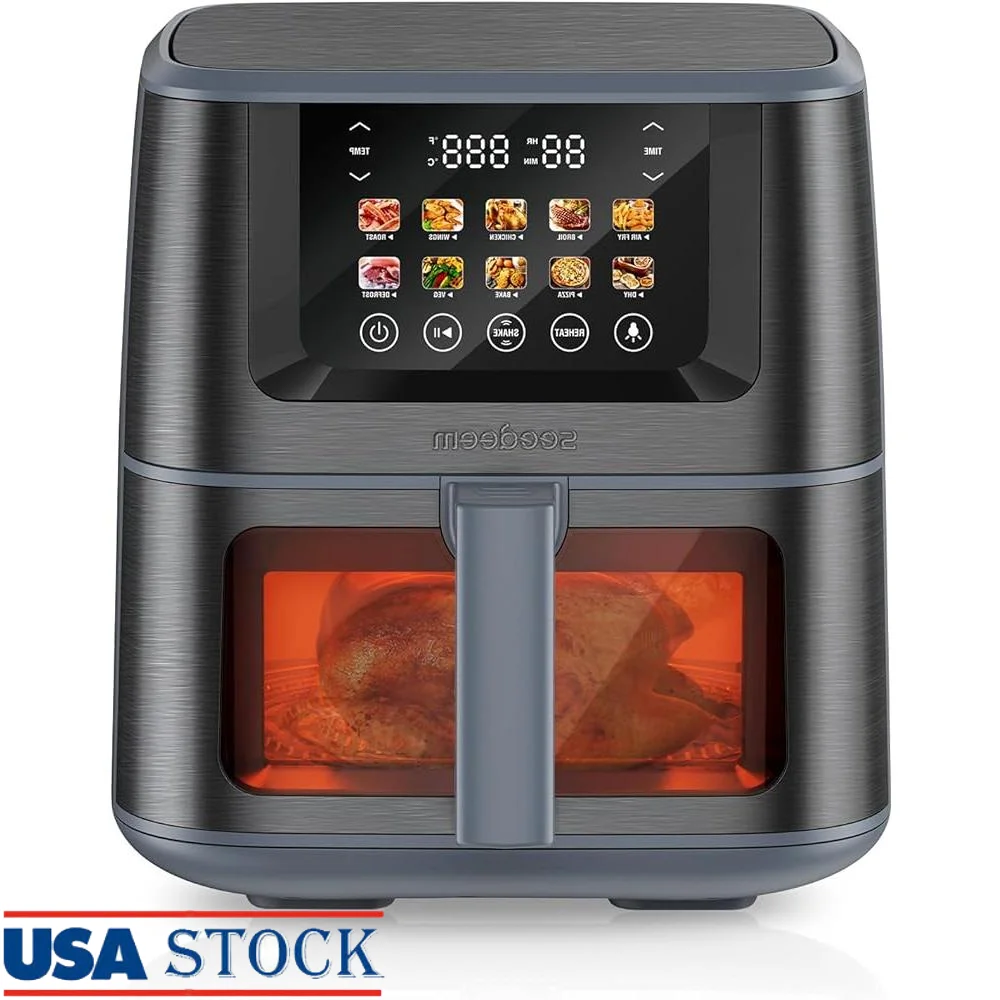 10-in-1 Hot Air Fryer Oven 8 Quart Touchscreen Air Fryer with LCD Display Power Off Memory Function Cooking Timer Crispy Healthy
10-in-1 Hot Air Fryer Oven 8 Quart Touchscreen Air Fryer with LCD Display Power Off Memory Function Cooking Timer Crispy Healthy