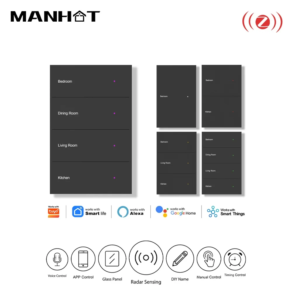 Manhot Smart Zigbee DIY Name Switch Push Button With Display Screen US Light Switch Work with Tuya Alexa Google Home App Control
Manhot Smart Zigbee DIY Name Switch Push Button With Display Screen US Light Switch Work with Tuya Alexa Google Home App Control