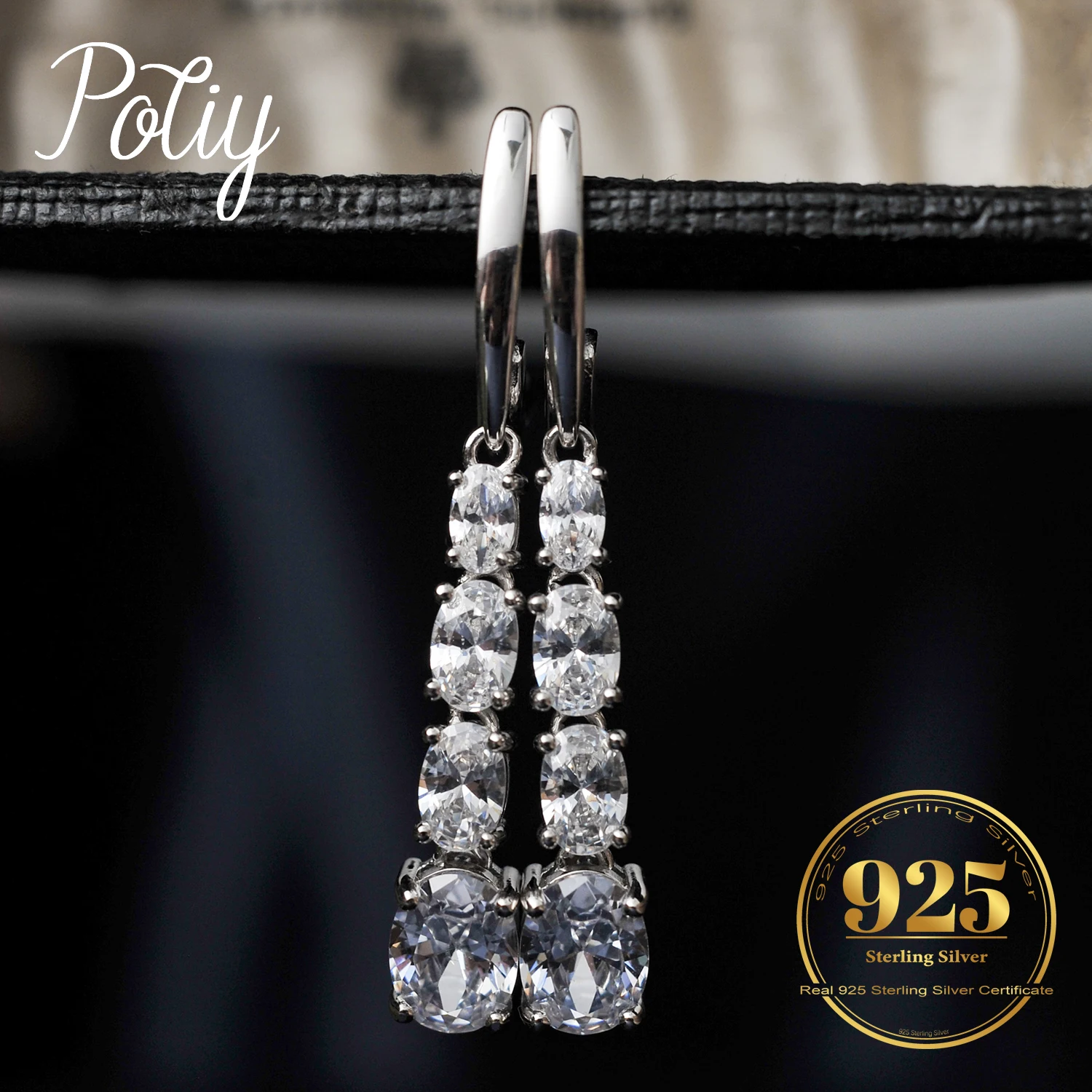Potiy Luxurious 4.5ct 5A Oval Shape Cubic Zirconia Damiond Luster Dangle Drop Earrings Gift For Her 925 Sterling Silver
Potiy Luxurious 4.5ct 5A Oval Shape Cubic Zirconia Damiond Luster Dangle Drop Earrings Gift For Her 925 Sterling Silver
