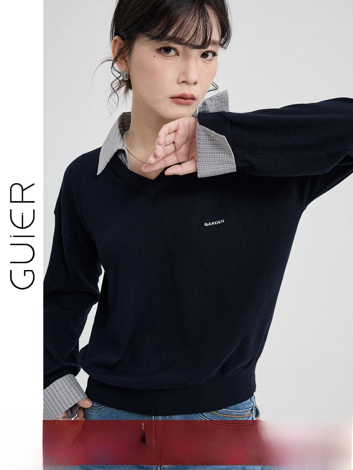 Guier Ne Knitted Sweater Women's Plaid Patchwork Spring New Arrival Casual Sle Long Sve Loose Fit Top
Guier Ne Knitted Sweater Women's Plaid Patchwork Spring New Arrival Casual Sle Long Sve Loose Fit Top