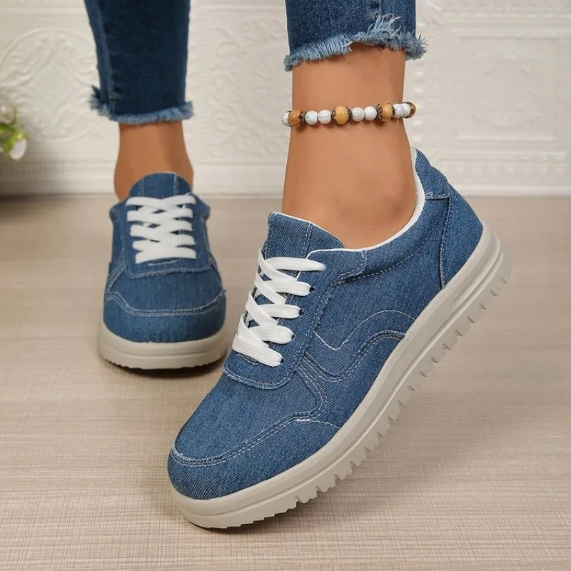 Womens Fashion Denim Canvas Sneakers Lace Up Flat Thick Sole Casual Comfort Everyday Daily Walking Shoes Sport Trainers Ladies
Womens Fashion Denim Canvas Sneakers Lace Up Flat Thick Sole Casual Comfort Everyday Daily Walking Shoes Sport Trainers Ladies