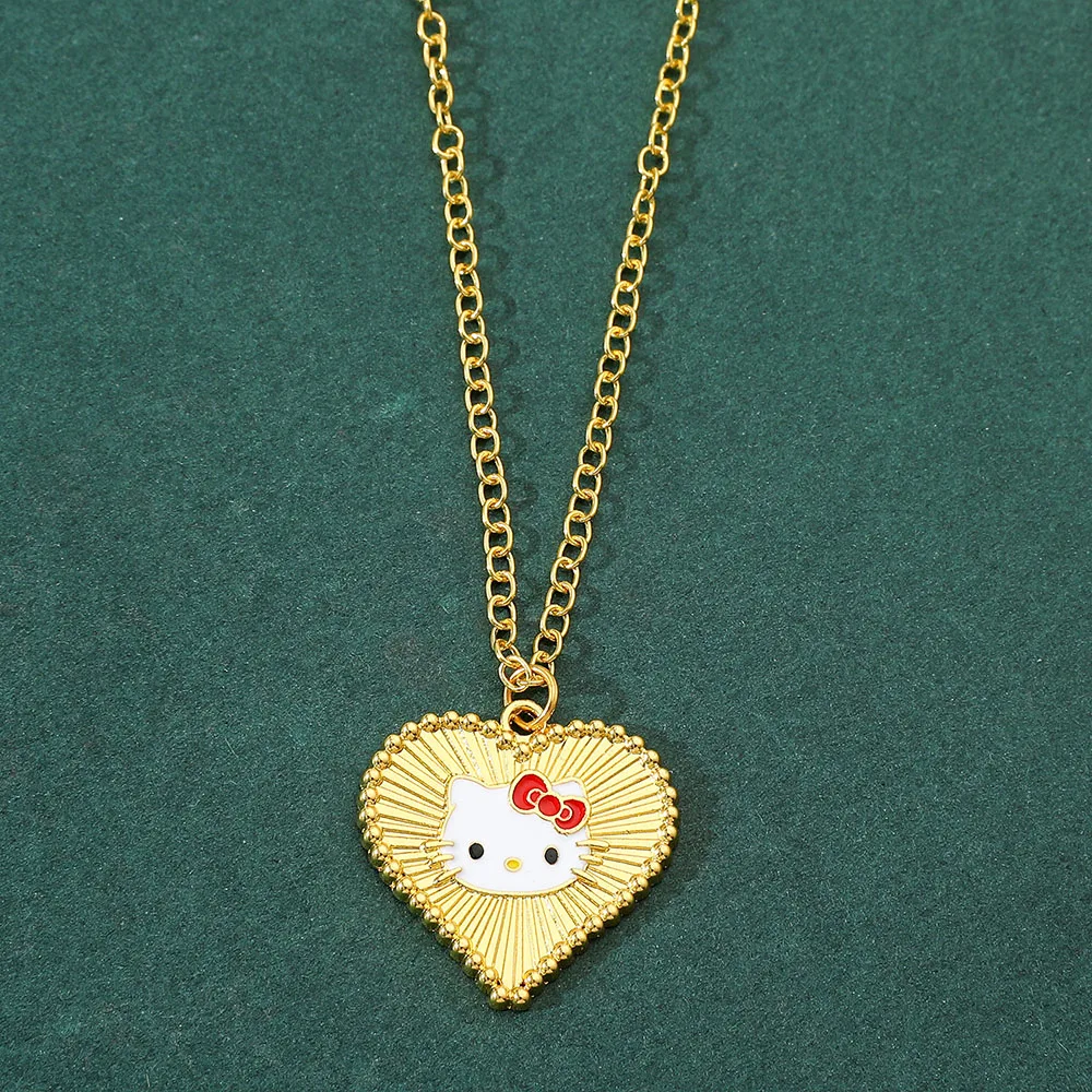 Anime Sanrio Hello Kitty Necklace Cartoon Figure KT Cat Heart Shape Metal Golden Pendant Necklace Kawaii Jewelry Accessories
Anime Sanrio Hello Kitty Necklace Cartoon Figure KT Cat Heart Shape Metal Golden Pendant Necklace Kawaii Jewelry Accessories