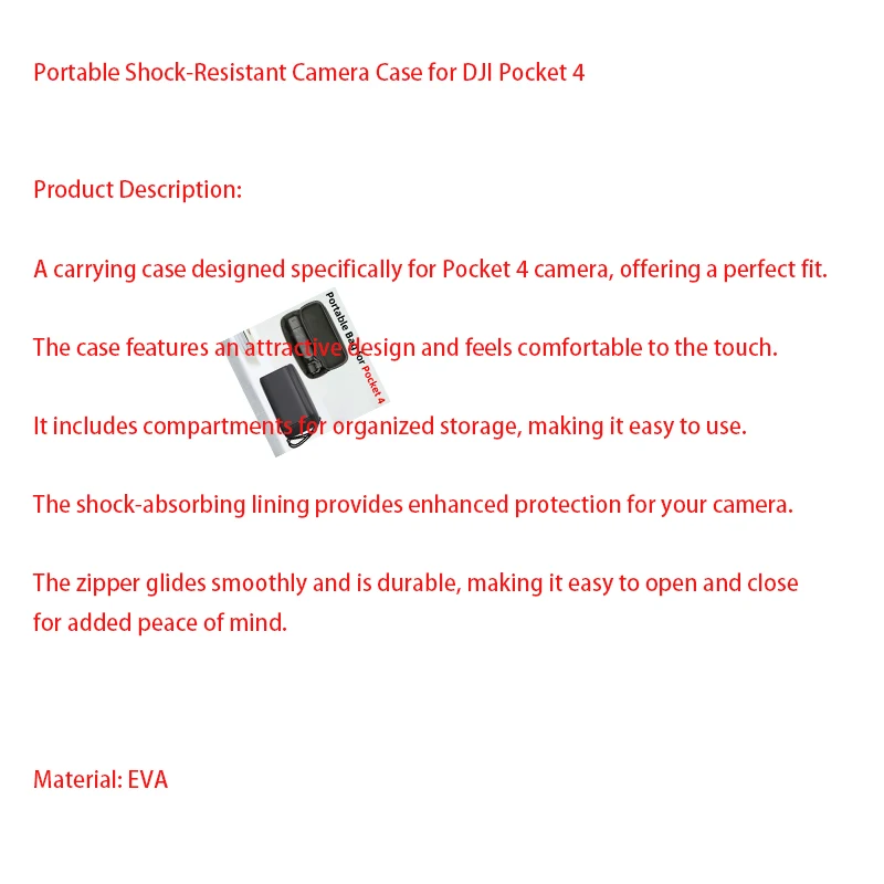 Portable Shock-Resistant Camera Case for DJI Pocket 4
Portable Shock-Resistant Camera Case for DJI Pocket 4