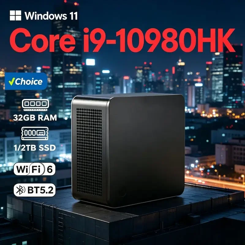 Mini PC Core I9 10980HK Win11 Platform 16GB RAM SSD WiFi6 BT5.2 Crisp 4K 60Hz RGB Output Sleek Small Compact Tiny System Host
Mini PC Core I9 10980HK Win11 Platform 16GB RAM SSD WiFi6 BT5.2 Crisp 4K 60Hz RGB Output Sleek Small Compact Tiny System Host