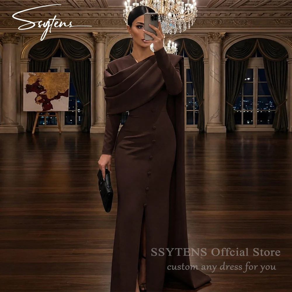SSYTENS Elegant Brown Evening Dresses Long Sleeves Mermaid Slit Bespoke Occasions Prom Gowns Women Modern Party Dress Customized
SSYTENS Elegant Brown Evening Dresses Long Sleeves Mermaid Slit Bespoke Occasions Prom Gowns Women Modern Party Dress Customized
