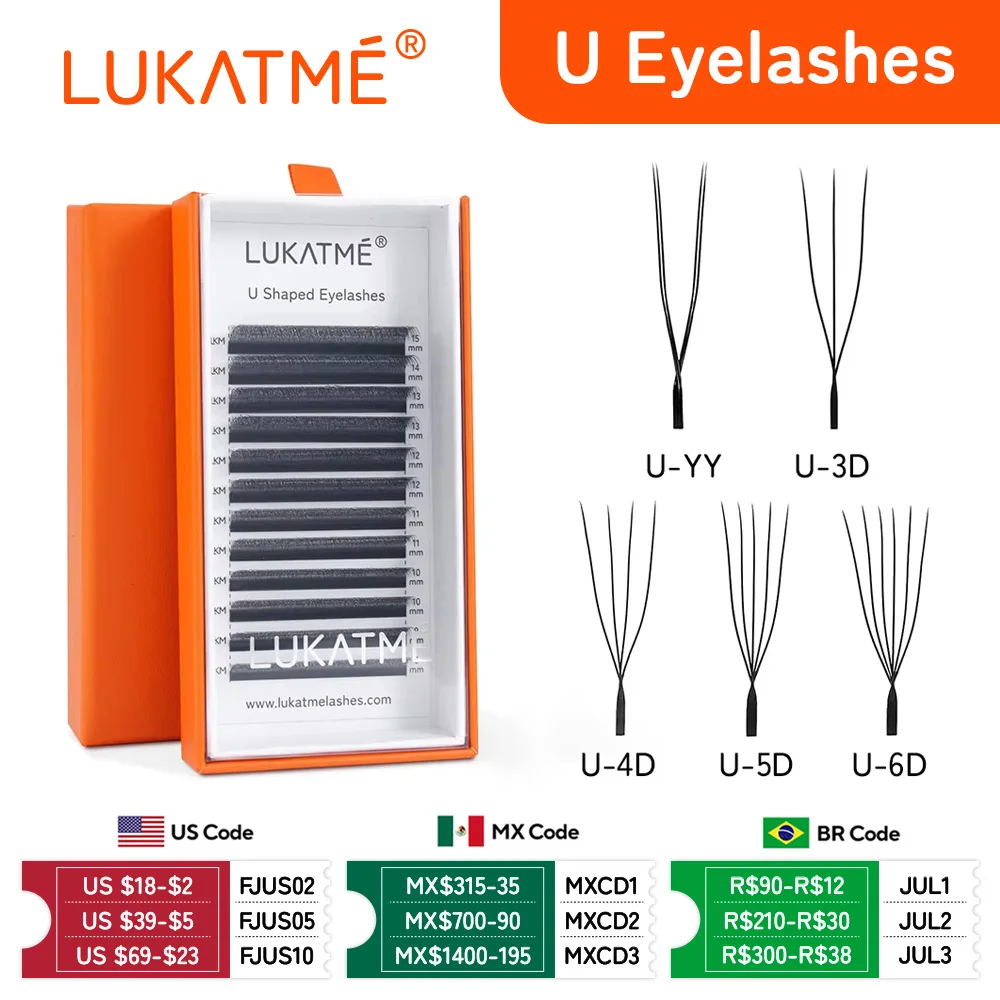 LUKATME U-shaped 3D 4D 5D 6D Eyelash Extensions U Shape YY Fluttery Lashes Lightweight Mink Faux U Eyelashes
LUKATME U-shaped 3D 4D 5D 6D Eyelash Extensions U Shape YY Fluttery Lashes Lightweight Mink Faux U Eyelashes