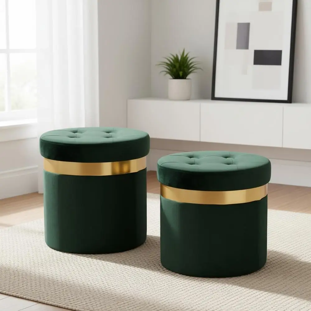 Зеленый бархатный пуф для хранения с золотой отделкой, 13x13x12.4 дюймов, для гостиной (набор из 2 шт.)
Зеленый бархатный пуф для хранения с золотой отделкой, 13x13x12.4 дюймов, для гостиной (набор из 2 шт.)