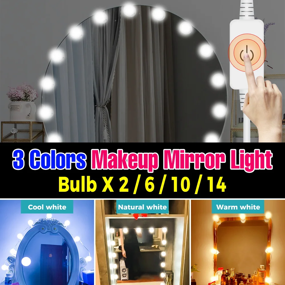 Mirror Cabinet Vanity Light Bulb USB LED Lady Beauty Makeup Lamp 3Colors Dimmable 5V Hollywood Woman Dressing Table Fill Lamps
Mirror Cabinet Vanity Light Bulb USB LED Lady Beauty Makeup Lamp 3Colors Dimmable 5V Hollywood Woman Dressing Table Fill Lamps