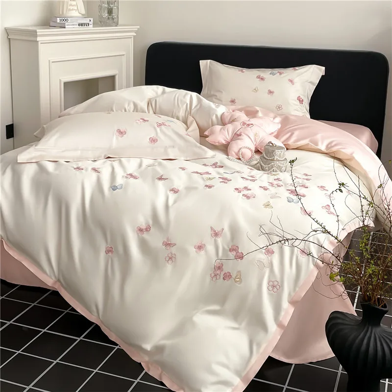 Luxury Butterfly Flowers Embroidery Egyptian Cotton Bedding Set Duvet Cover Set Bed Sheet/Fitted Sheet Pillowcases 4Pcs
Luxury Butterfly Flowers Embroidery Egyptian Cotton Bedding Set Duvet Cover Set Bed Sheet/Fitted Sheet Pillowcases 4Pcs