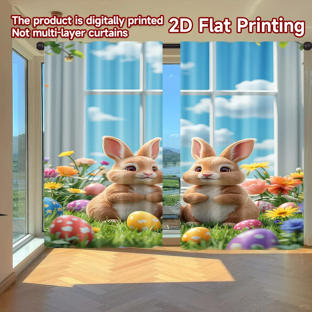 2D flat printing 2pcs Curtain Easter Bunnies and Eggs(1) Digital Printed Polyester Drapes Festive Wall Decor Use for Festive
2D flat printing 2pcs Curtain Easter Bunnies and Eggs(1) Digital Printed Polyester Drapes Festive Wall Decor Use for Festive