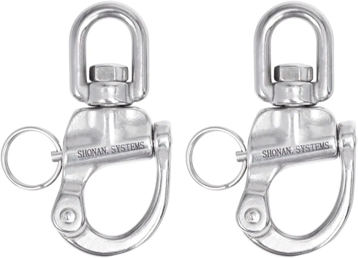 2 Pack Swivel Eye Snap Shackle with 316 Stainless Steel for SCBA Mask Quick Release and Sailing Rigging
2 Pack Swivel Eye Snap Shackle with 316 Stainless Steel for SCBA Mask Quick Release and Sailing Rigging