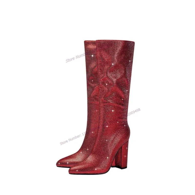 Red Crystal Decor Knee High Boots Solid Color Pointed Toe Shoes for Women Chunky High Heels Shoes 2023 Zapatos Para Mujere
Red Crystal Decor Knee High Boots Solid Color Pointed Toe Shoes for Women Chunky High Heels Shoes 2023 Zapatos Para Mujere