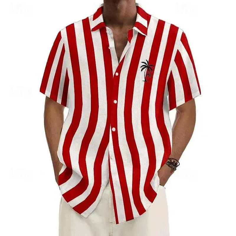 Гавайская рубашка 2025, мужская летняя новая рубашка в полоску с короткими рукавами и кокосовой пальмой, топы, повседневная рубашка с мороженым, одежда из полиэстера на пуговицах 
Гавайская рубашка 2025, мужская летняя новая рубашка в полоску с короткими рукавами и кокосовой пальмой, топы, повседневная рубашка с мороженым, одежда из полиэстера на пуговицах