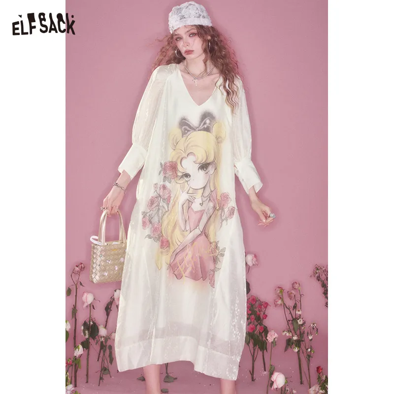 ELFSACK 2025 Summer New Arrival Loose Casual Original Animated Printed V-Neck Bubble Sleeve Women'S Long Dress
ELFSACK 2025 Summer New Arrival Loose Casual Original Animated Printed V-Neck Bubble Sleeve Women'S Long Dress