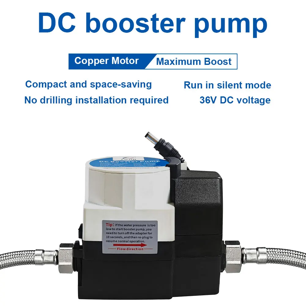 silent DC booster pump is suitable for water supply pipes and water heaters, with an automatic flow switch.
silent DC booster pump is suitable for water supply pipes and water heaters, with an automatic flow switch.