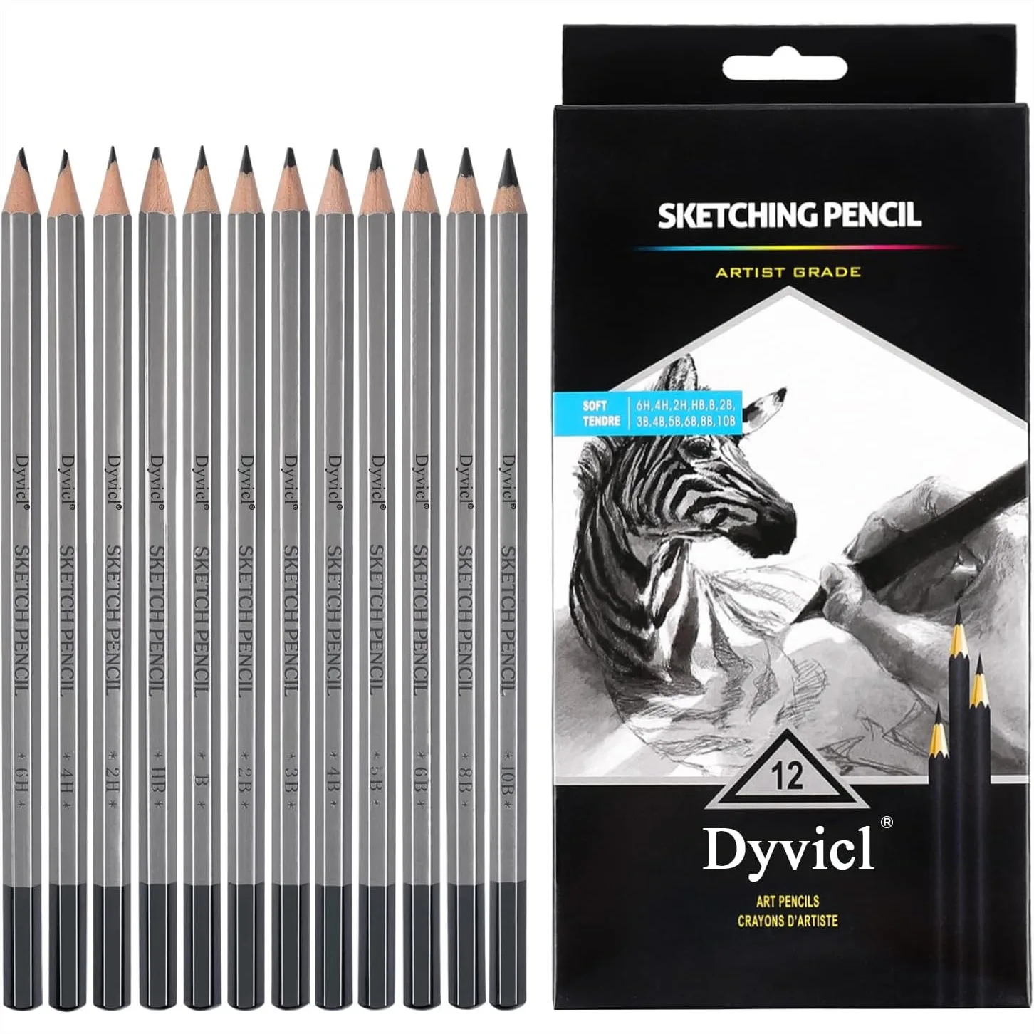 Professional Drawing Sketching Pencil Set 12 Pieces Graphite Pencils 10B-6H for Artists Beginners Kids
Professional Drawing Sketching Pencil Set 12 Pieces Graphite Pencils 10B-6H for Artists Beginners Kids