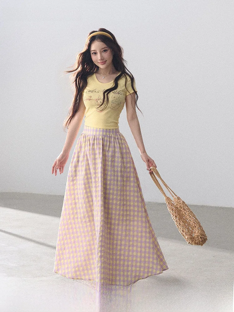 Sweet Style Short Sleeve Plaid Skirt Set Lulusmiracle Cotton Summer Fashion Outfit for Women in Their 30S
Sweet Style Short Sleeve Plaid Skirt Set Lulusmiracle Cotton Summer Fashion Outfit for Women in Their 30S