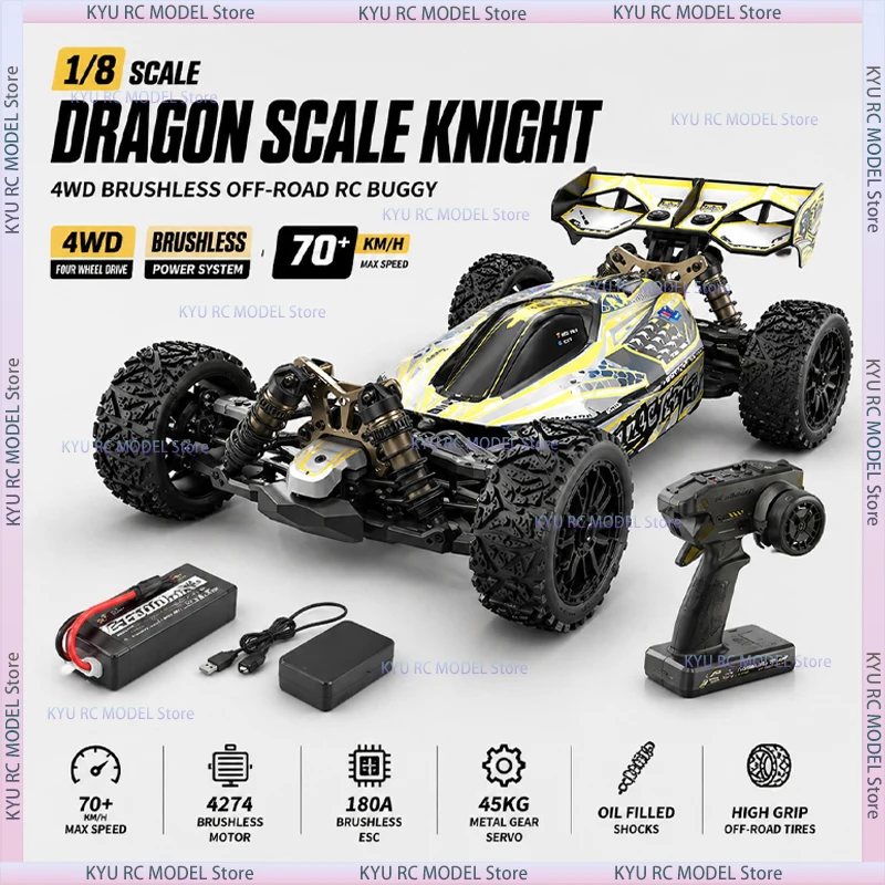 Dragon Scale Knight 1/8 Scale 4WD Brushless RC Buggy High-Speed Off-Road Racing Car 6CH Controller RTR/ARTR/KIT
Dragon Scale Knight 1/8 Scale 4WD Brushless RC Buggy High-Speed Off-Road Racing Car 6CH Controller RTR/ARTR/KIT