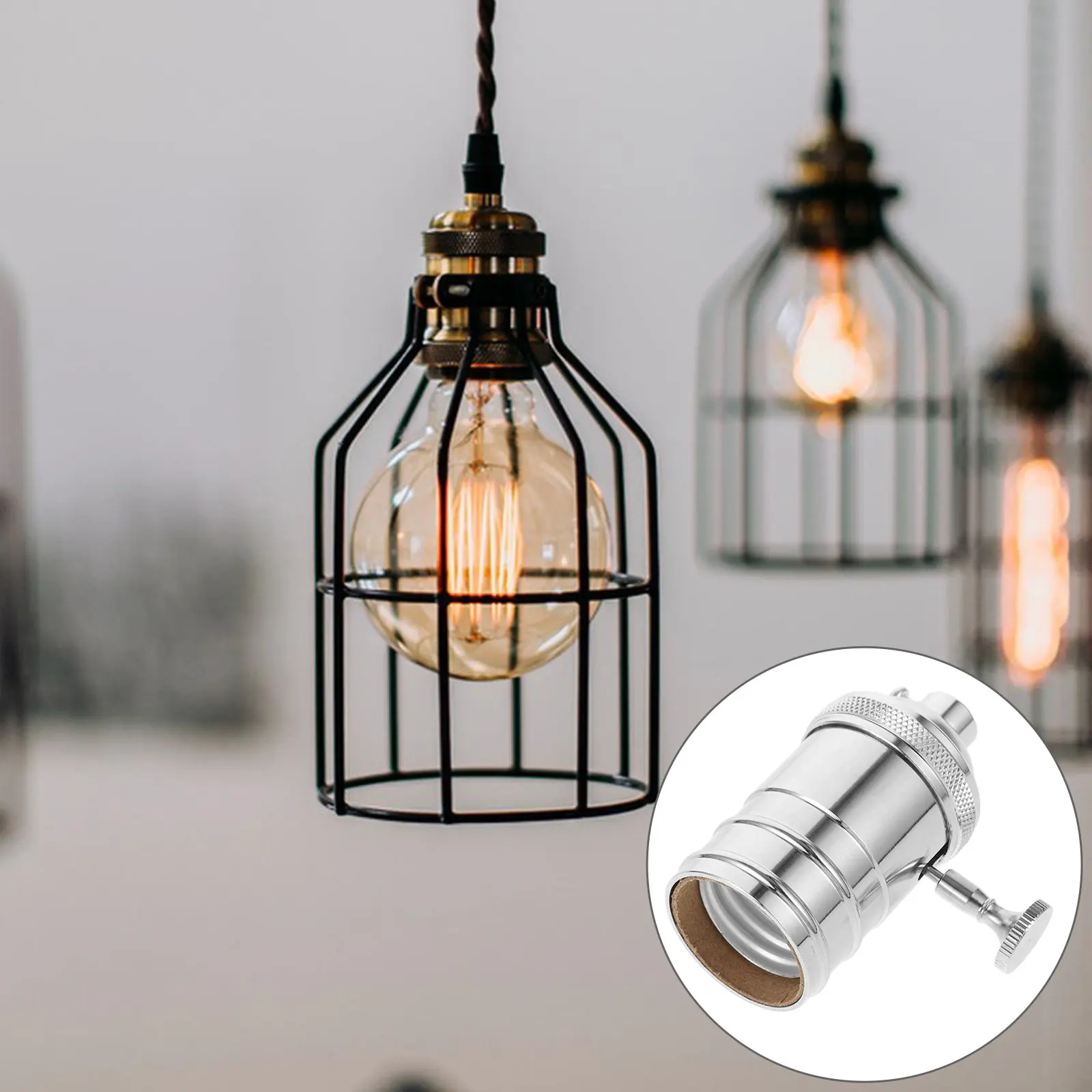 Metal Vintage Lamp Socket E26 E27 Light Socket Holder Retro Bulb Holder with Knob Easy Install for Decorative DIY Floor Pendant
Metal Vintage Lamp Socket E26 E27 Light Socket Holder Retro Bulb Holder with Knob Easy Install for Decorative DIY Floor Pendant