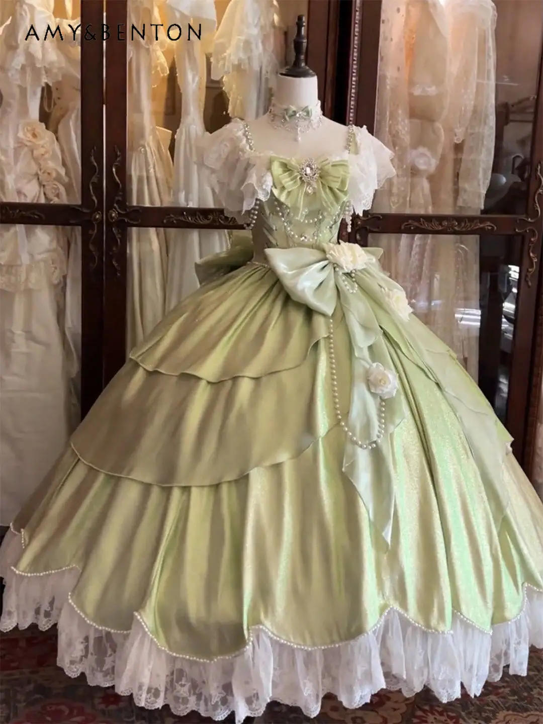 Summer New Birthday Bar Mitzvah Banquet Green Blue Pink Bow Flower Applique Short Sleeve Slim High Waist Lolita Evening Dress
Summer New Birthday Bar Mitzvah Banquet Green Blue Pink Bow Flower Applique Short Sleeve Slim High Waist Lolita Evening Dress