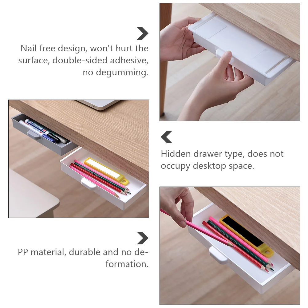 2pcs Hidden Pen Storage Boxes Under Desk Adhesive Stationery Organizers Drawer Type Invisible Debris Box Versatile Sundries
2pcs Hidden Pen Storage Boxes Under Desk Adhesive Stationery Organizers Drawer Type Invisible Debris Box Versatile Sundries