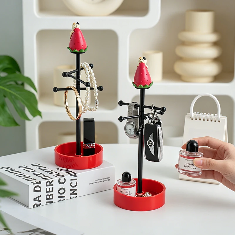 Kawaii Strawberry Cat Jewelry Tree Stand Decorative Figurine for Necklaces Earrings Keys and Small Trinkets Home Organizer
Kawaii Strawberry Cat Jewelry Tree Stand Decorative Figurine for Necklaces Earrings Keys and Small Trinkets Home Organizer