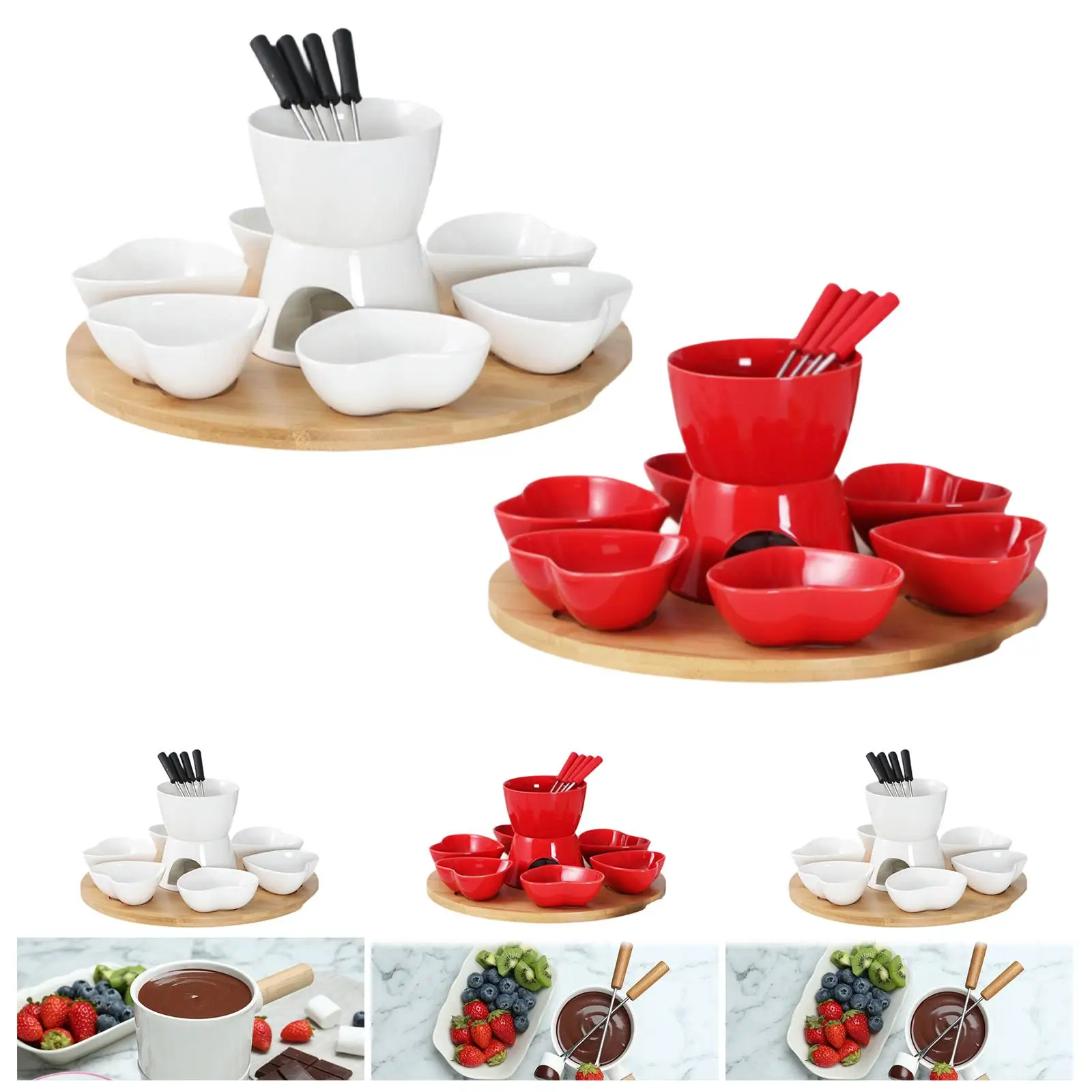 Chocolate Fondue Kits Ceramic Butter Warmer Set with 4 Forks Butter Heater Melt Hot Pot Bowl Set for Chocolate Caramel Butter
Chocolate Fondue Kits Ceramic Butter Warmer Set with 4 Forks Butter Heater Melt Hot Pot Bowl Set for Chocolate Caramel Butter