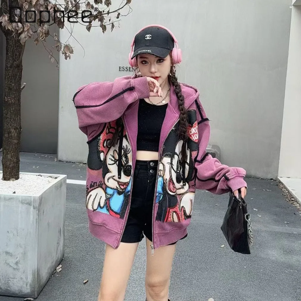 Spring Autumn Sweatshirt Jacket Loose Cartoon Jacket Women's Top European Trendy Brand Heavy Craft Printed Zipper Cardigan
Spring Autumn Sweatshirt Jacket Loose Cartoon Jacket Women's Top European Trendy Brand Heavy Craft Printed Zipper Cardigan