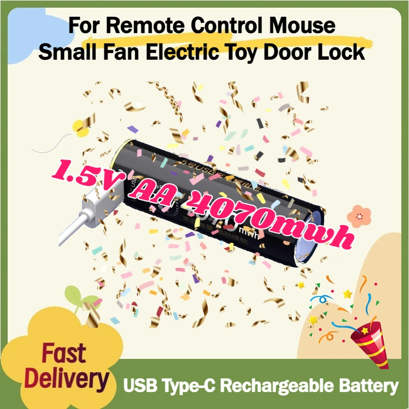 For Remote Control Mouse Small Fan Electric Toy Door Lock Batteries 1.5V AA 4070mwh USB Type-C Rechargeable Li-ion Battery
For Remote Control Mouse Small Fan Electric Toy Door Lock Batteries 1.5V AA 4070mwh USB Type-C Rechargeable Li-ion Battery