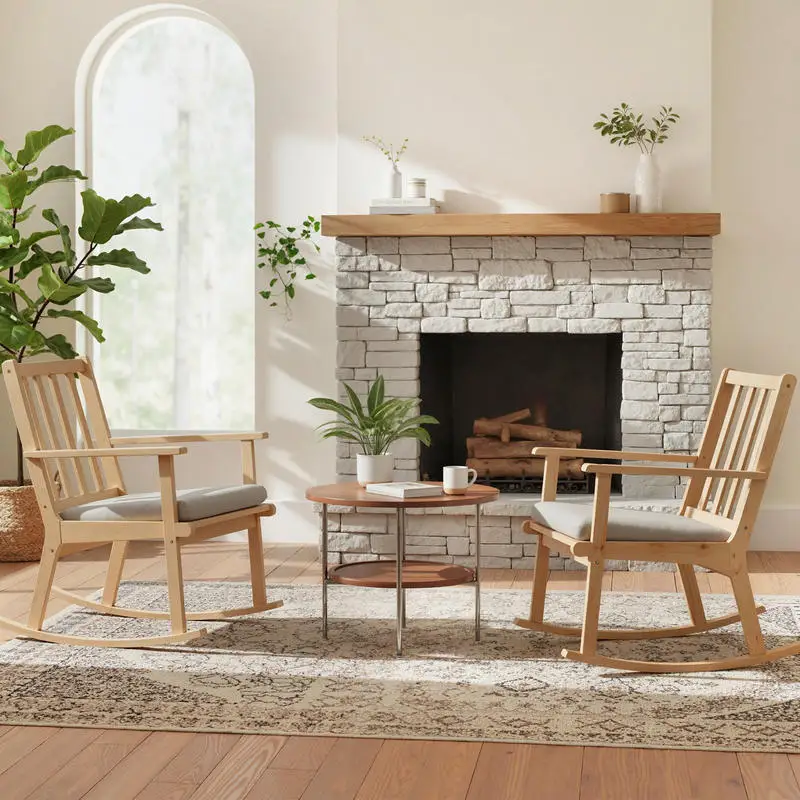 Rocking Chair with Cushion Solid Rubber Wood Rocker with Padded Seat-Natural
Rocking Chair with Cushion Solid Rubber Wood Rocker with Padded Seat-Natural