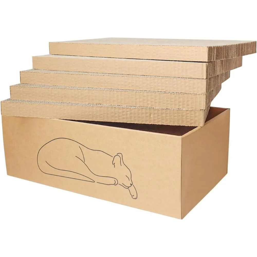 5 Large Reversible Recyclable Cardboard Cat Scratch Pads with Box for Indoor Rest and Play
5 Large Reversible Recyclable Cardboard Cat Scratch Pads with Box for Indoor Rest and Play