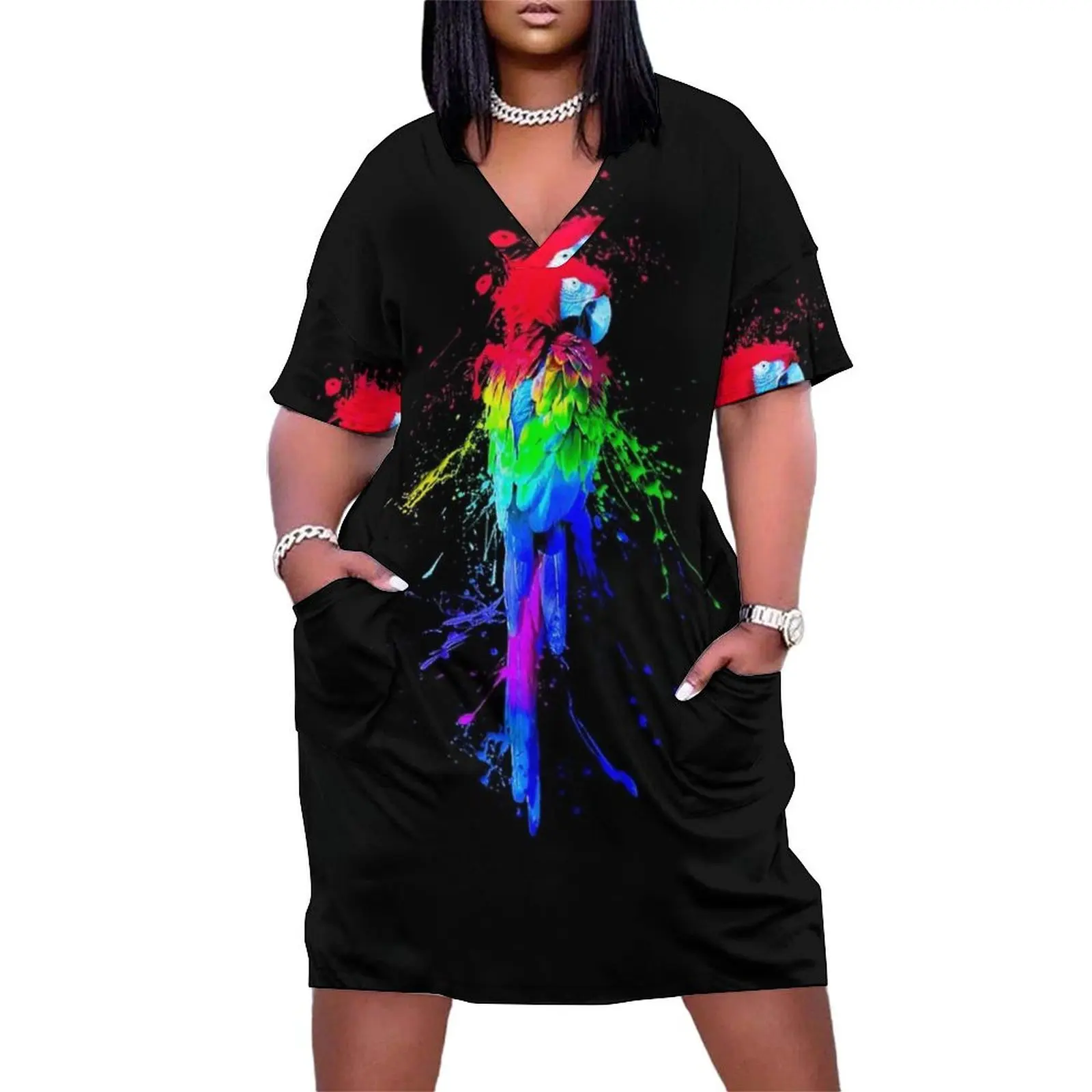 Parrot Painted in Beautiful Colors Loose Pocket Dress women long dresses wedding dresses for parties 
Parrot Painted in Beautiful Colors Loose Pocket Dress women long dresses wedding dresses for parties