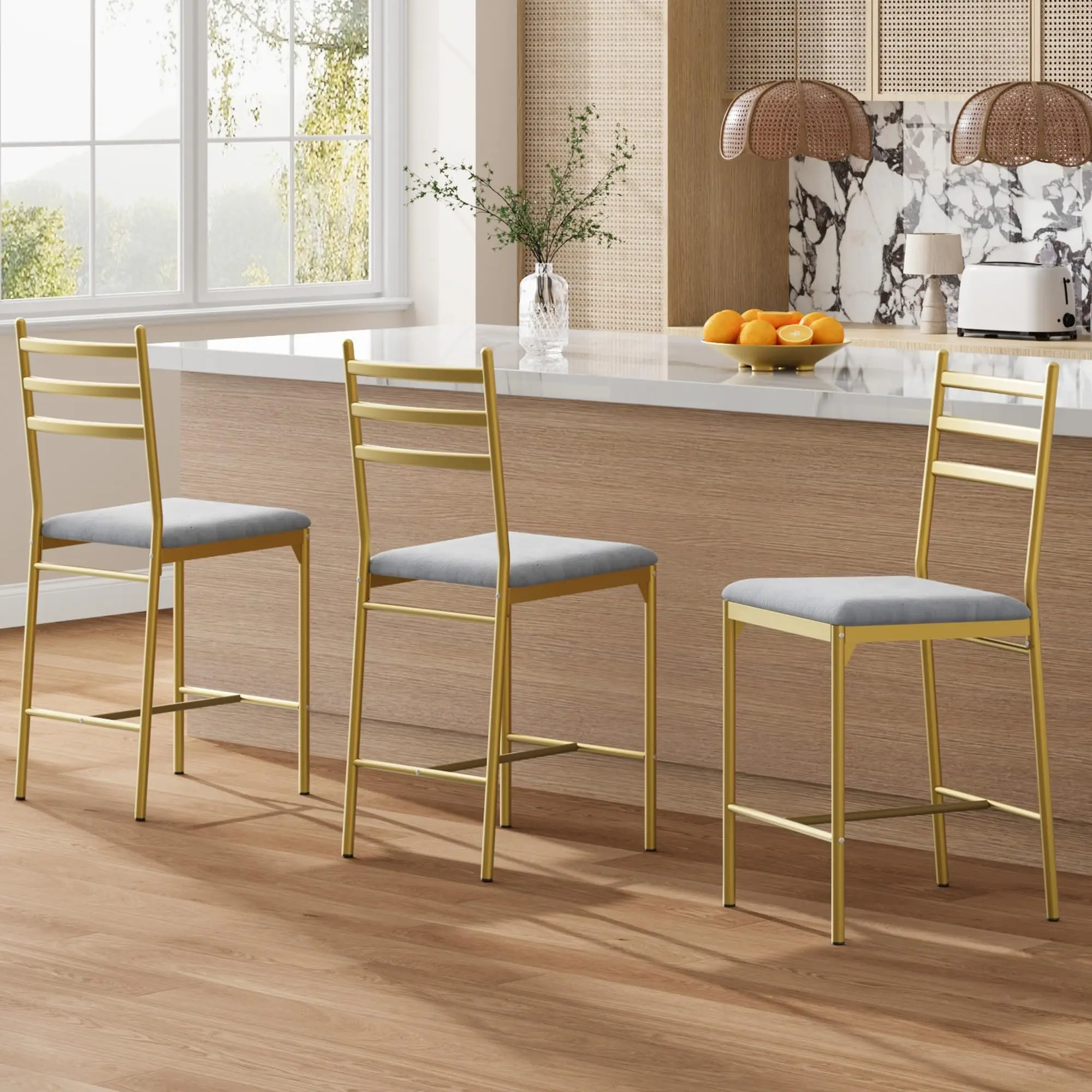 Modern Upholstered Bar Stool PU Leather Cushion Curved Back Metal Frame High Bar Chairs for Kitchen Island Restaurant Home
Modern Upholstered Bar Stool PU Leather Cushion Curved Back Metal Frame High Bar Chairs for Kitchen Island Restaurant Home