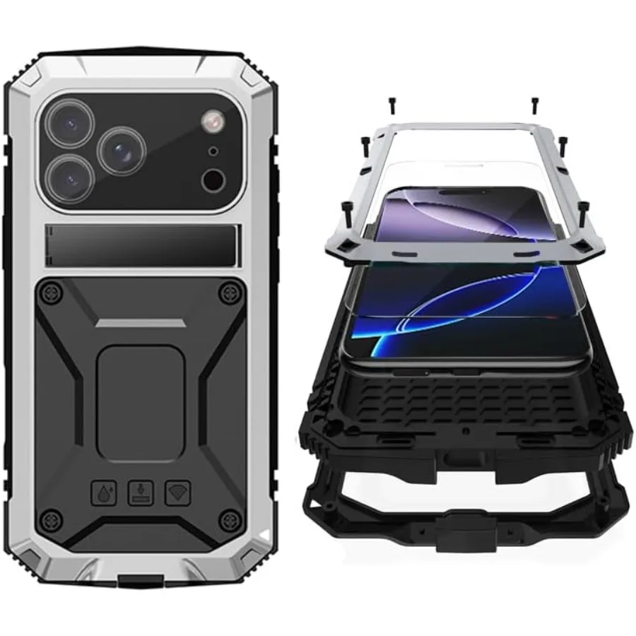 Сверхмощный металлический бампер в стиле милитари для iPhone 17 Pro Max с противоударным пылезащитным прочным дизайном и встроенным St.
Сверхмощный металлический бампер в стиле милитари для iPhone 17 Pro Max с противоударным пылезащитным прочным дизайном и встроенным St.