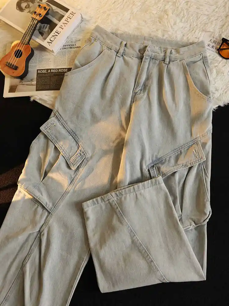 2025 Y2k Light Blue Women Harajuku Jeans Wide Leg Loose Casual Vintage Denim Cargo Pants Baggy Streetwear Long Trousers Tide
2025 Y2k Light Blue Women Harajuku Jeans Wide Leg Loose Casual Vintage Denim Cargo Pants Baggy Streetwear Long Trousers Tide