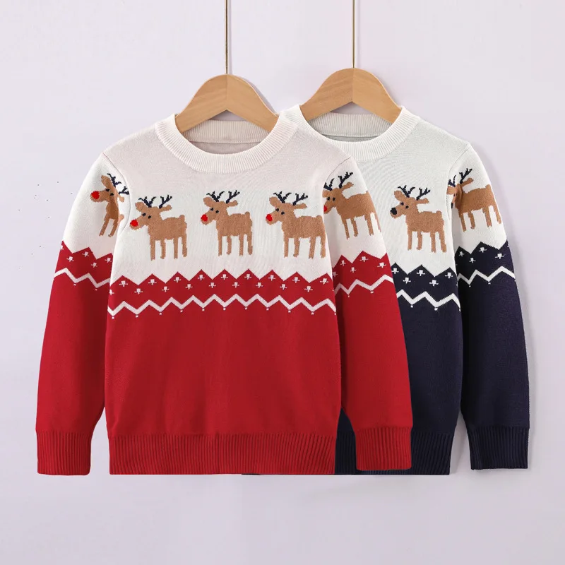 Boys Girls Autumn Winter Knitted Sweater Warm Thickened Long Sleeved Tops Round Neck Pullover Christmas Children Clothing 4-8Y
Boys Girls Autumn Winter Knitted Sweater Warm Thickened Long Sleeved Tops Round Neck Pullover Christmas Children Clothing 4-8Y