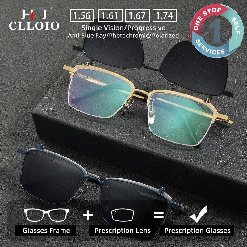CLLOIO New Pure Titanium Folding Glasses Men Outdoor Sunscreen Sunshade Polarized Sunglasses Prescription Customized Eyeglasses
CLLOIO New Pure Titanium Folding Glasses Men Outdoor Sunscreen Sunshade Polarized Sunglasses Prescription Customized Eyeglasses