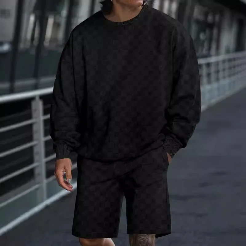 Men Round Neck Jacquard Sweatshirt Shorts Two Piece Sports Tracksuit
Men Round Neck Jacquard Sweatshirt Shorts Two Piece Sports Tracksuit